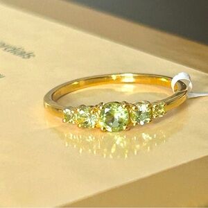 Natural Peridot 14K gold plated over sterling silver 925 size 9 ring